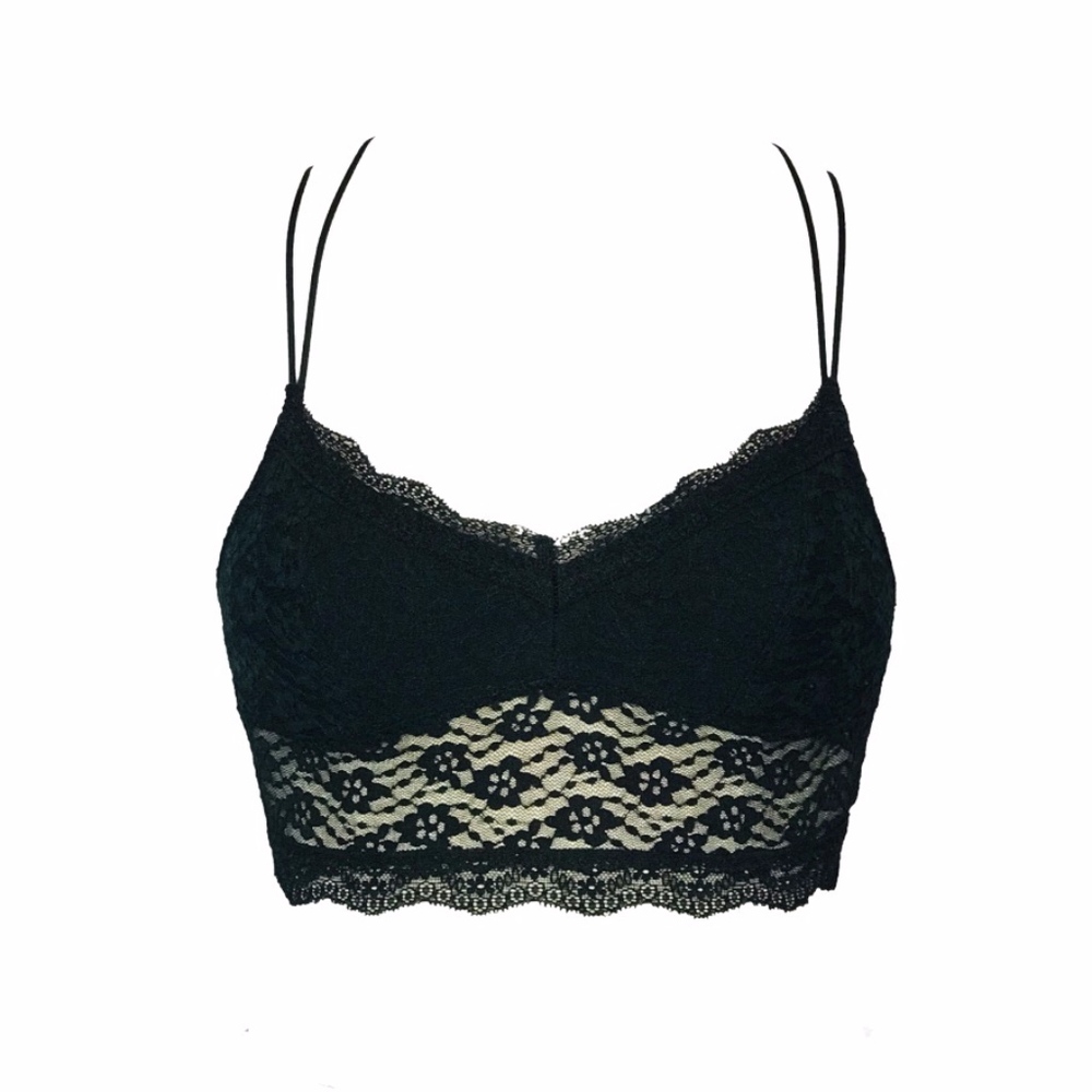 Hollister Black Scallop Lace Bralette Crop Top